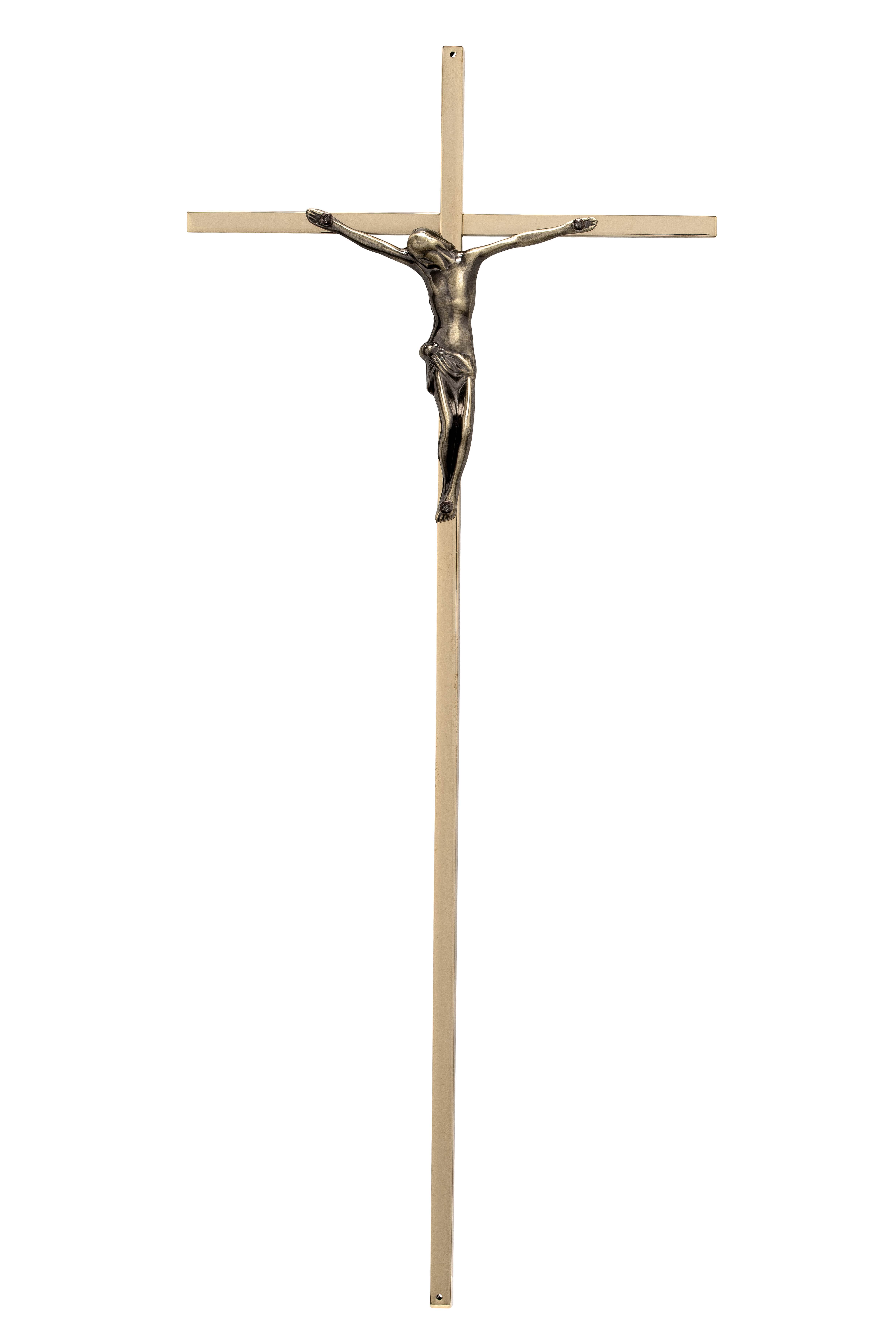 Croix fine de 45 en Laiton. Christ VB