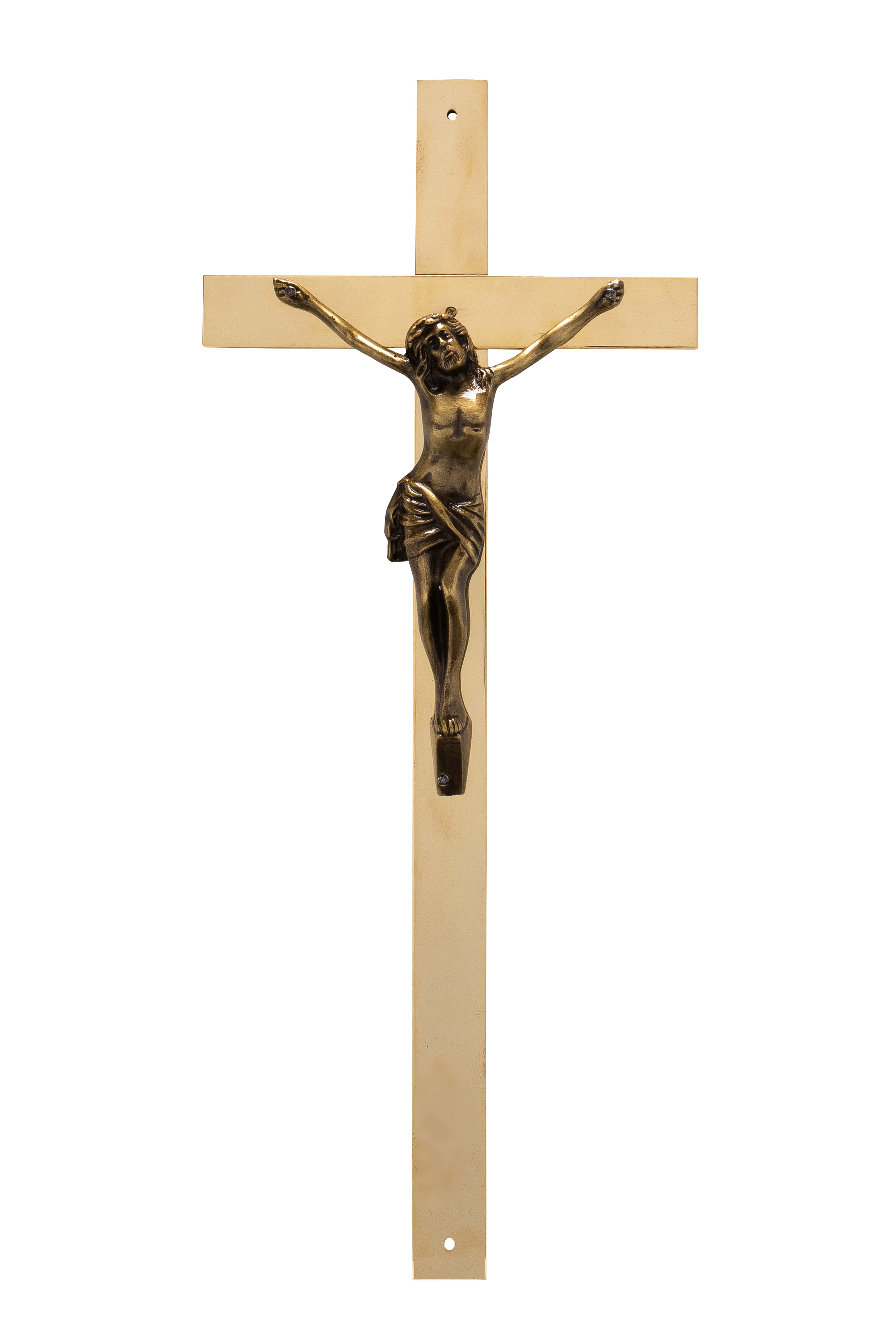 Croix Lyonnaise en laiton avec Christ